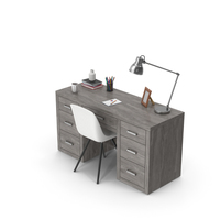 Gray Office Desk Set PNG & PSD Images