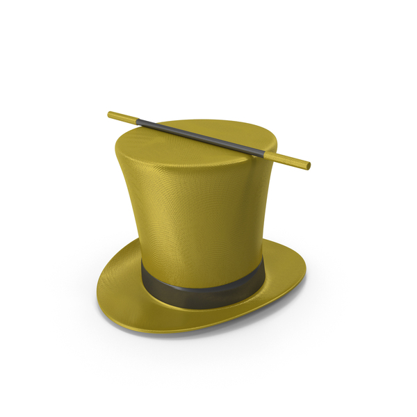 Yellow Closed Magic Hat With Stick PNG & PSD Images