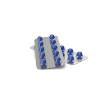 Blue Sphere Pill Strip Pack PNG & PSD Images