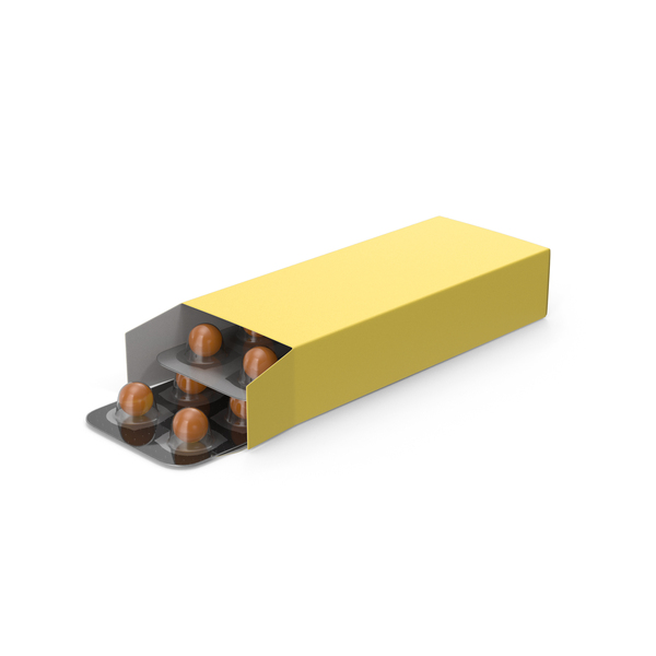 Yellow Pill Package Box PNG & PSD Images
