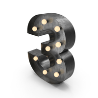 Metal Light Up Marquee Numbers 3 PNG & PSD Images