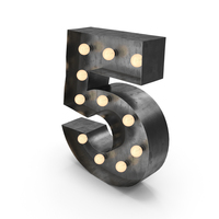 Metal Light Up Marquee Numbers 5 PNG & PSD Images