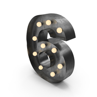 Metal Light Up Marquee Numbers 6 PNG & PSD Images