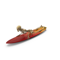 Worn Skeleton Surfer Lying On A Surfboard PNG & PSD Images