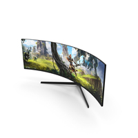 Samsung Odyssey G9 Ultrawide Gaming Monitor Powered On PNG & PSD Images