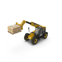 Telescopic Loader With Pallet Of Cement Bags PNG & PSD Images