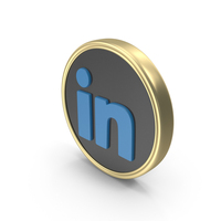 Social Media Icon Linked in Coin Gold PNG & PSD Images