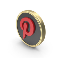 Gold Pinterest Coin Icon PNG & PSD Images