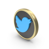 Social Media Icon Twitter Coin Gold PNG & PSD Images