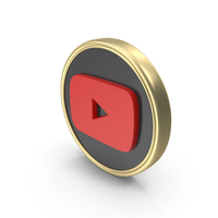 Gold YouTube Coin Icon PNG & PSD Images
