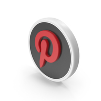 White Pinterest Coin Icon PNG & PSD Images