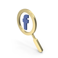 Social Media Icon Facebook Magnify Search Gold PNG & PSD Images