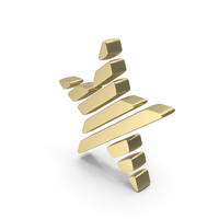 Gold Striped Star Symbol PNG & PSD Images