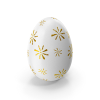 White Easter Egg Decorated With Golden Flowers PNG & PSD Images