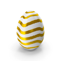 White Easter Egg Decorated with Golden Wavy Lines PNG & PSD Images