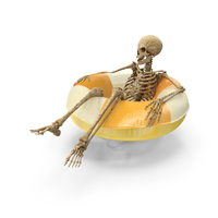 Worn Skeleton Sitting in Inflatable Ring PNG & PSD Images
