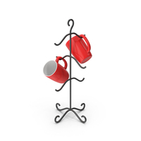 Mug Tree Stand With Red Mugs PNG & PSD Images