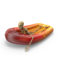 磨损的骨骼在充气船PNG和PSD图像中游泳