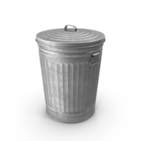 Clean Galvanized Garbage Canister PNG & PSD Images