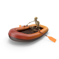 Worn Skeleton Oaring in Inflatable Boat PNG & PSD Images