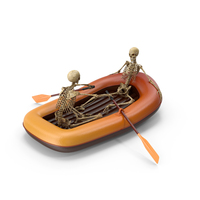 Two Skeletons in Inflatable Oaring Boat PNG & PSD Images