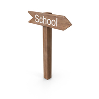 Wooden School Direction Sign PNG & PSD Images