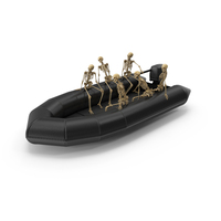 Worn Skeletons Riding a ZODIAC Rubber Motor Boat PNG & PSD Images
