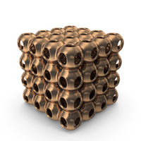Bronze 3D Printed Circular Connected Cube PNG & PSD Images