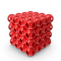 Red 3D Printed Circular Cube Grid PNG & PSD Images