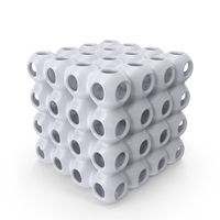 White 3D Printed Circular Cube Grid PNG & PSD Images
