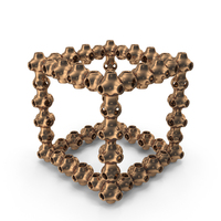 Bronze 3D Printed Decorative Cube Outline PNG & PSD Images