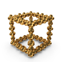 Gold 3D Printed Decorative Cube Outline PNG & PSD Images