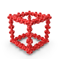 Red 3D Printed Decorative Cube Outline PNG & PSD Images