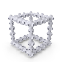 White 3D Printed Decorative Cube Outline PNG & PSD Images