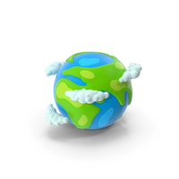 Cartoon Planet Earth with Clouds PNG & PSD Images