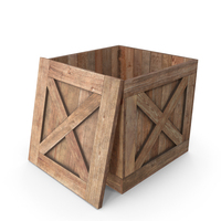 Old Wooden Shipping Crate with Open Lid PNG & PSD Images