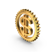 Gold Dollar Gear Symbol PNG & PSD Images