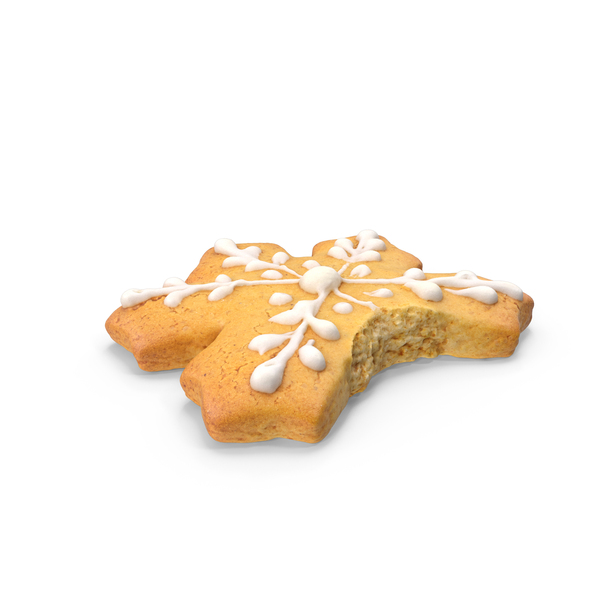 Gingerbread Snowflake Cookie Bitten PNG & PSD Images