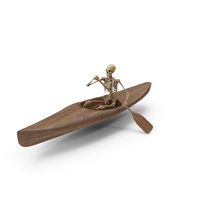 Worn Skeleton Oaring In Wooden Kayak PNG & PSD Images