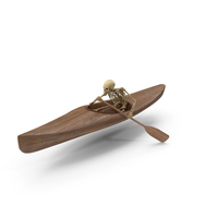 Worn Skeleton Oaring Fast In A Wooden Kayak PNG & PSD Images
