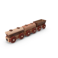Wooden Toy Railway Wagons 3D Model PNG & PSD Images