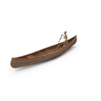 Worn Skeleton Oaring In Wooden Canoe PNG & PSD Images