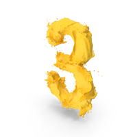 Yellow Splash Number 3 PNG & PSD Images
