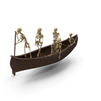 Worn Skeleton Oaring In Wooden Narrow Boat With Passengers PNG & PSD Images