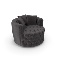 Retro Tufted Round Swivel Barrel Chair PNG & PSD Images