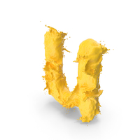 Yellow Splash Small Letter U PNG & PSD Images