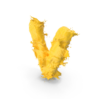 Yellow Splash Small Letter V PNG & PSD Images