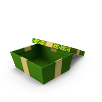 礼品盒出示开放绿色PNG和PSD图像
