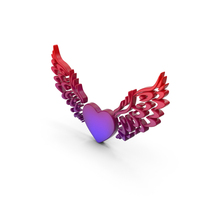 Colorful Heart With Wings Symbol PNG & PSD Images