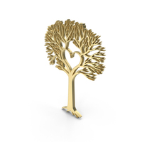 Gold Heart Tree Without Leaves Logo PNG & PSD Images
